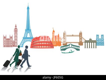 Reisen, historisch, Stadt, Stadt, Denkmal, Kultur, berühmt, bekannt, Tourismus, Stock Vektor