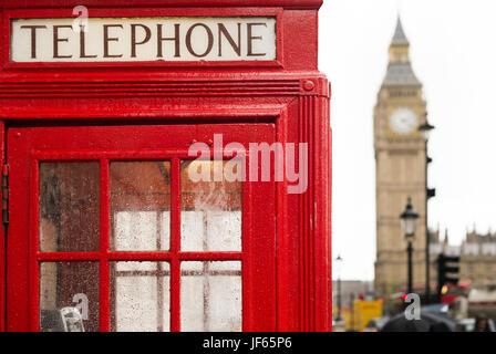 Big Ben und rotes Telefon Kabinen Stockfoto