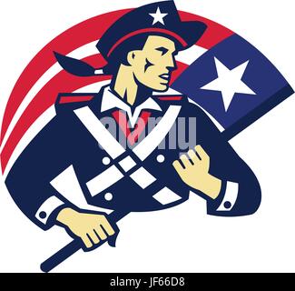 isoliert, Grafiken, American, Soldat, Illustration, Flagge, Brave, Retro, Stock Vektor