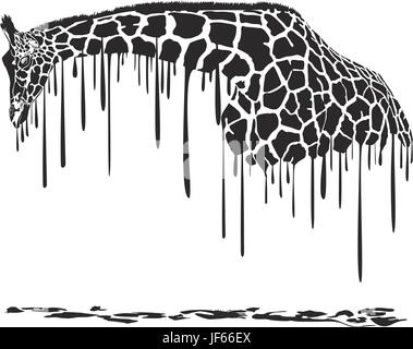 Wild, Tiere, Malerei, Tiere, Safari, abstrakt, Giraffe, Vektor, Wild, Stock Vektor