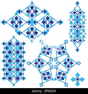 Ornament, dekorative, orientalisch, Rahmen, Kunst, Rahmen, Grenze, blau, Stock Vektor