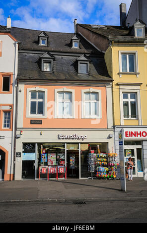 Karl-Marx-Haus, heute ein Euro shop, Trier, Rheinland-Pfalz, Deutschland, Europa, Wohnhaus von Karl Marx, Heute Ein Euroshop, Trier, Rheinland-Pfalz, Stockfoto