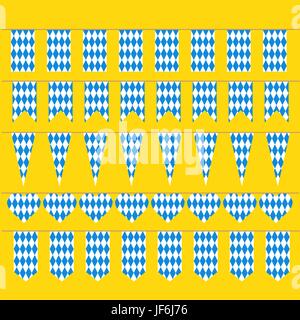 Wimpel für das Oktoberfest. Bayerische Flagge Muster. Stock Vektor