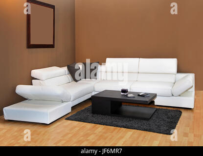 Weißes Ledersofa Stockfoto