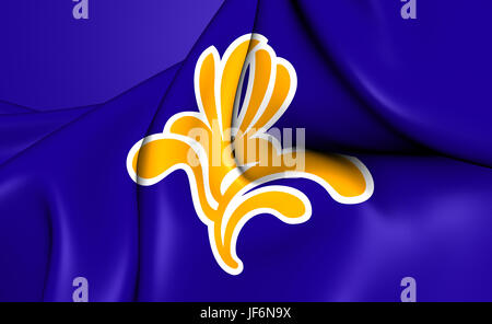3D-Flagge der Brüssel, Belgien. Stockfoto