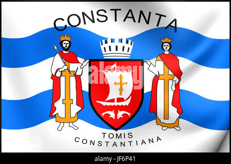 3D-Flagge der Constanta, Rumänien. Stockfoto