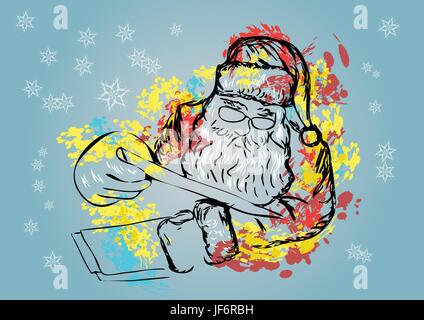 Winter, Illustration, Geschenk, Brief, Neujahr, Weihnachten, positiv, Foto, Stock Vektor