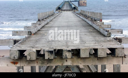 Nahaufnahme von der Spitze des Steetley Pier in Hartlepool, England, UK Stockfoto