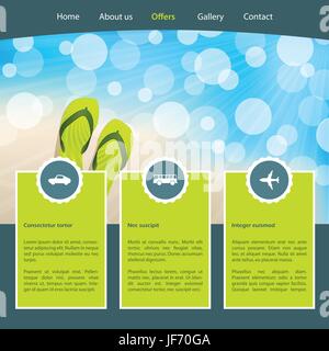 Tourismus-Homepage-Vorlage für Meer Urlaub Stock Vektor