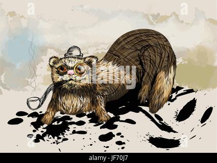 Frettchen mit Rohr Stock Vektor