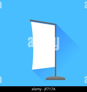 Strand weiße Fahne isoliert auf blauem Hintergrund. Lange. Schatten Stock Vektor