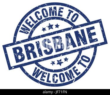 Willkommen Sie in Brisbane blauen Stempel Stock Vektor