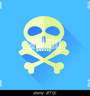 Skull &amp; Bones auf blauem Hintergrund isoliert Stock Vektor