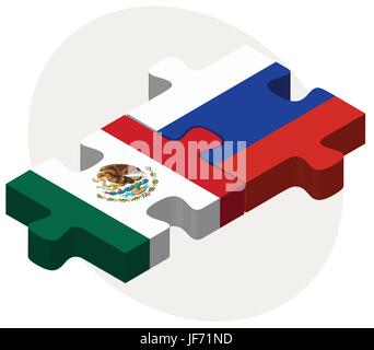 Mexiko und Russland in puzzle Stock Vektor