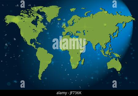 blau, grün, Punkte, dunkel, Globus, Planeten, Erde, Welt, Landkarte, Atlas, Karte von der Stock Vektor