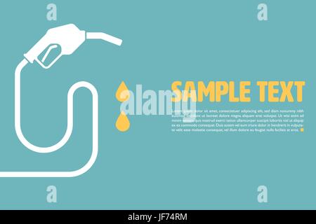 Graphischen Vektor Vorlage mit Benzin Tropfen Tropfen vom Gas Pumpe und Sample Text auf Türkis Hintergrund Stock Vektor