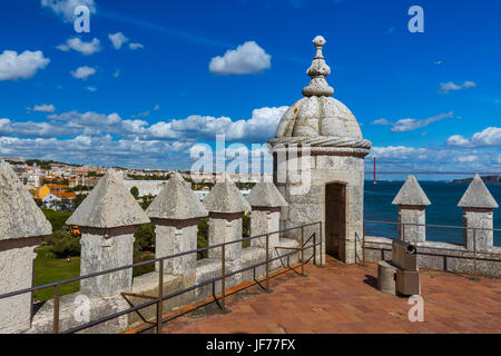 Zinne von Belem Turm - Lissabon Portugal Stockfoto