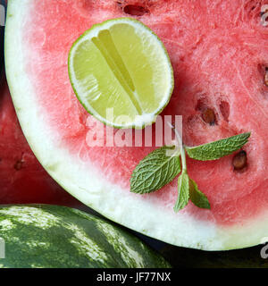 In der Nähe des frischen Scheiben rot Wassermelone Stockfoto