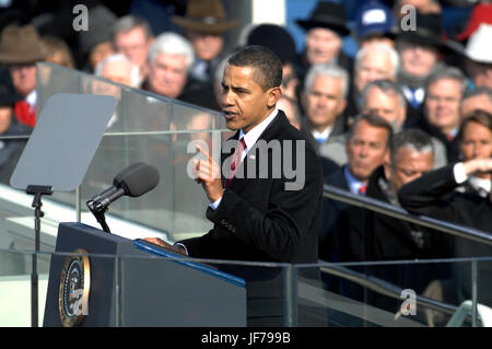 Präsident Barack Obama seine Antrittsrede in Washington, D.C., jan. 20, 2009. dod Foto von Master Sgt. Mandy Ricardo, der US Air Force Stockfoto