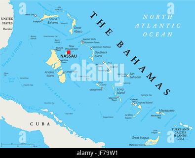 Kreuzfahrt, Reiseziel, Insel, Bahamas, Karte, Atlas, Weltkarte, Insel, Stock Vektor