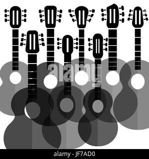 Satz von Silhouetten Gitarren, Isolated on White Background Stock Vektor