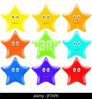 Reihe von bunten Gold Stars isolierten OnWhite Hintergrund Stock Vektor