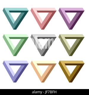 Satz von unglaublich bunte Dreiecke, Isolated on White Background Stock Vektor