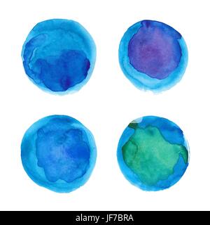 Satz von Aquarell blaue Kreise Stock Vektor