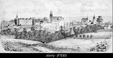 Litomysl - Bild der tschechischen Stadt zeigt Gebäude und die länglichen Altstädter Ring. Geburtsort von Bedrich Smetana, tschechischer Komponist, 2. März 1824 - 12. Mai 1884. Stockfoto