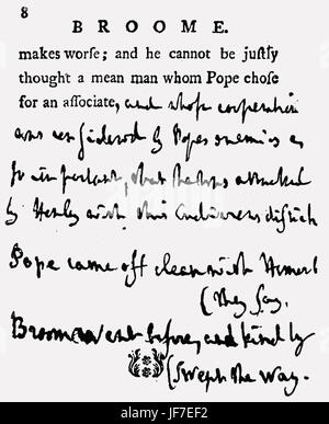 "Leben von der englischen Dichter - eine Seite von korrigiert Beweis aus den kritischen und biographischen Studien von Samuel Johnson. Englische Essayist, Biograf, Lexikograph und Kritiker der englischen Literatur, 18. September 1709 - 13. Dezember 1784. Stockfoto