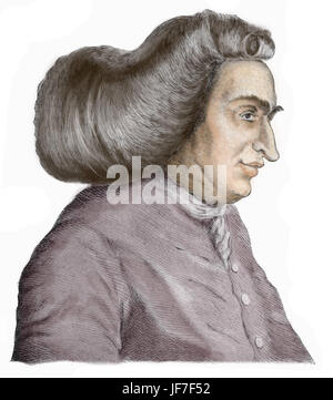 Samuel Johnson - Porträt von P S Lamborn. Englische Essayist, Biograf, Lexikograph und Kritiker der englischen Literatur, 18. September 1709 - 13. Dezember 1784. Farbausführung Version. Stockfoto