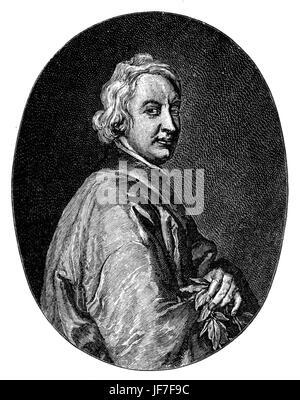 John Dryden von Sir Godfrey Kneller. John Dryden, englischer Dichter, 19. August 1631 12. Mai 1700. Sir Godfrey Kneller, englischer Porträtmaler, 1646-1723. Stockfoto