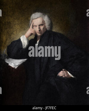 Laurence Sterne - englischer Schriftsteller und ein anglikanischer Geistlicher: 24. November 1713 – 18. März 1768.  Nach dem Porträt von Joshua Reynolds. Stockfoto