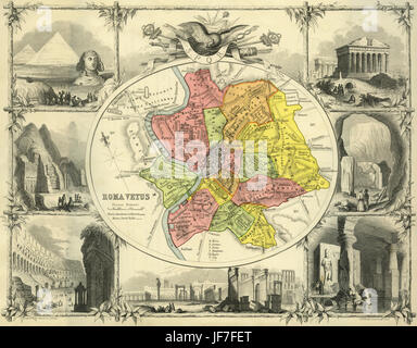 Plan des antiken Roms mit Gravuren der klassischen Stätten. Veröffentlicht in der unvergleichlichen klassische Atlas von W. und a.k. Johnston im Jahr 1877. Stockfoto