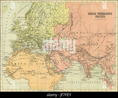 Orbis Veteribus Notus - Karte der damals bekannten Welt im klassischen Altertum durch Keith Johnston F.R.S.E. Published in The unübertroffene klassische Atlas von W. und a.k. Johnston im Jahr 1877. Stockfoto