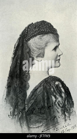 Elisabeth von Wied (29. Dezember 1843 – 2. März 1916), Queen Consort von Rumänien und Schriftstellerin, bekannt unter ihrem Pseudonym Carmen Sylva. Signierte Porträt Stockfoto