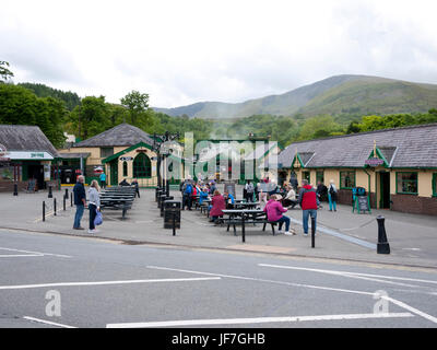 Snowdon Mountain Railway Station in Llanberis, Gwynedd, North Wales, UK. Stockfoto