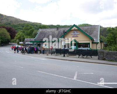 Snowdon Mountain Railway Station in Llanberis, Gwynedd, North Wales, UK. Stockfoto