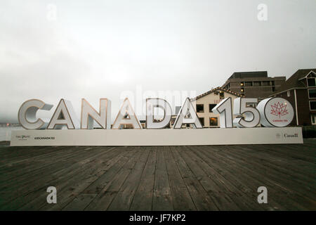 Die 3D Kanada 150 melden für Canada Day an der Uferpromenade in Halifax, N.S., 22. Juni 2017. Stockfoto