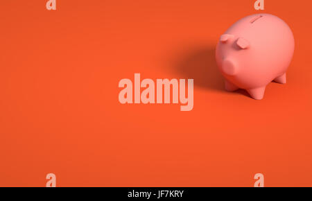 FARBFOTO DER SPARSCHWEIN AUF ORANGEM HINTERGRUND Stockfoto
