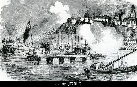 Belagerung von TAGANROG, Russland, durch die alliierte Flotte im Mai 1855 Stockfoto