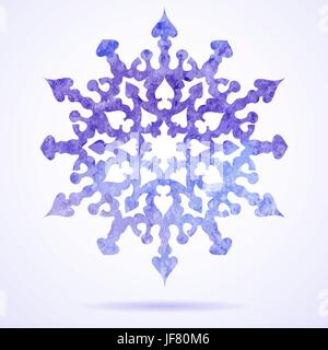 Aquarell blau lackierten Weihnachten Schneeflocke Stock Vektor