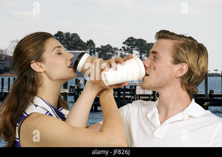 Paar, Kaffee trinken Stockfoto