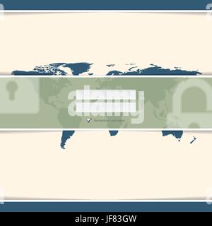 Klassische Anmeldebildschirm mit Weltkarte Stock Vektor