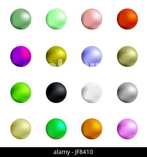 Reihe von bunten Kugeln, Isolated on White Background. Stock Vektor
