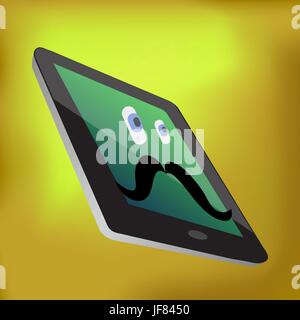 Smartphone mit Schnurrbärte auf abstrakte braunen Hintergrund Stock Vektor