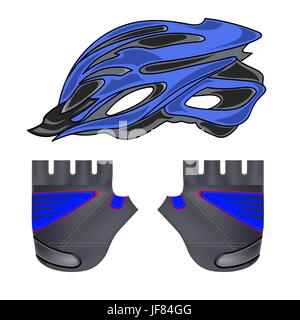 Blauer Helm und Handschuhe, Isolated on White Background Stock Vektor