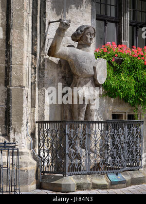 Roland Stataue am Rathaus in Quedlinburg, Sachsen-Anhalt, Deutschland, Europa, Welt der UNESCO Stockfoto