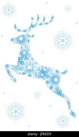 Rentier und Schneeflocke Weihnachtskarte-illustration Stock Vektor