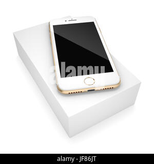 3D-rendering Gold smart phone mit schwarzer Bildschirm Stockfoto